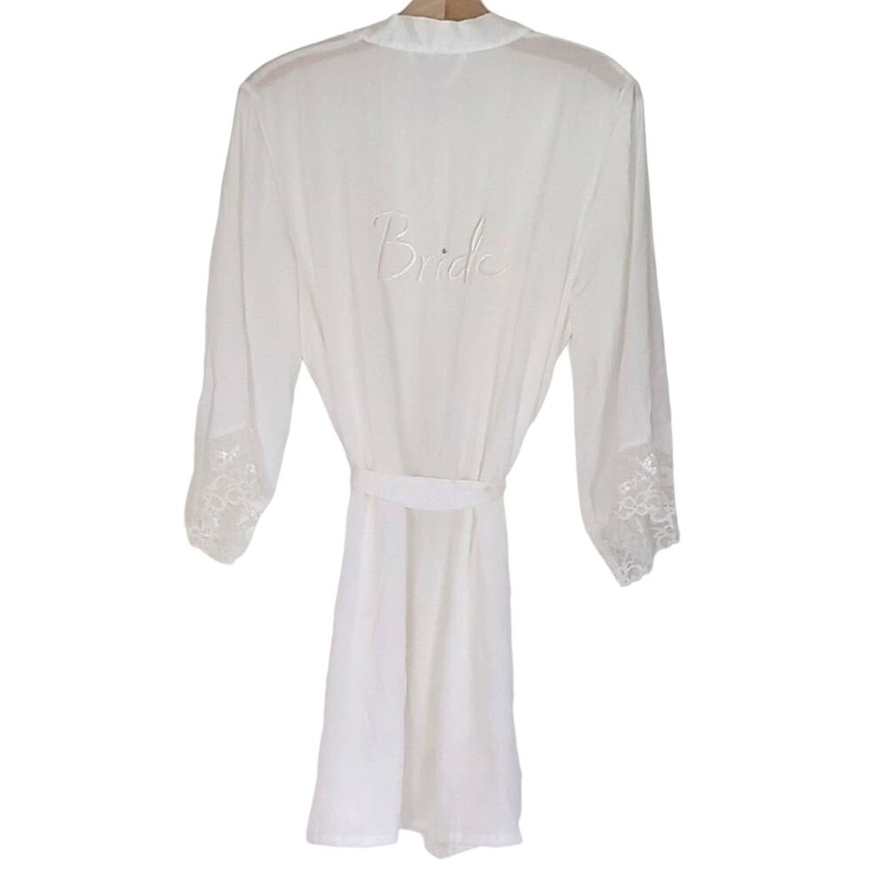 Secret Treasures Sleepwear Bridal BRIDE White Lace Robe NWOT
